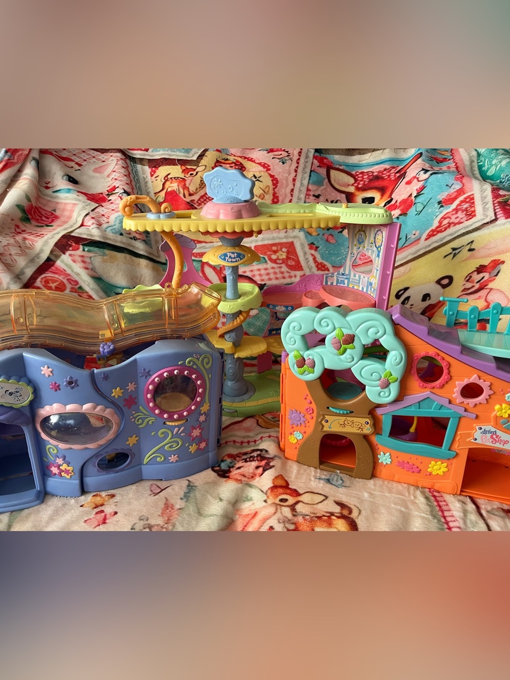 THREE Vintage Retired Littlest Pet Shop Playhouses Playsets Lot LPS